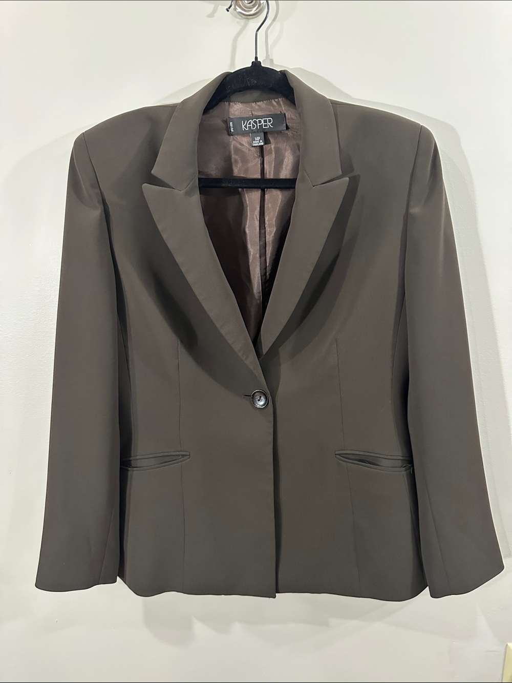 Kasper Women's Brown Single-Button Suit Blazer, 14P